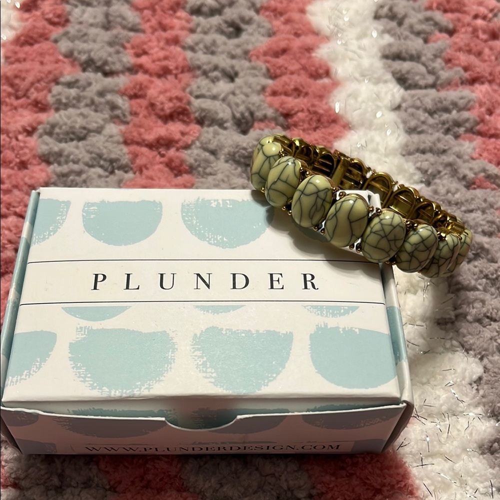 Gold and Green Marbled Magnetic Bracelet From Plunder
